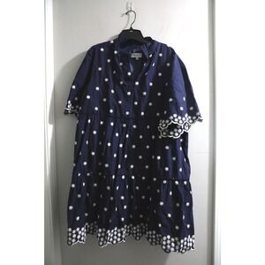 Chic Soul Navy Blue Mini Dress with White Floral Eyelet